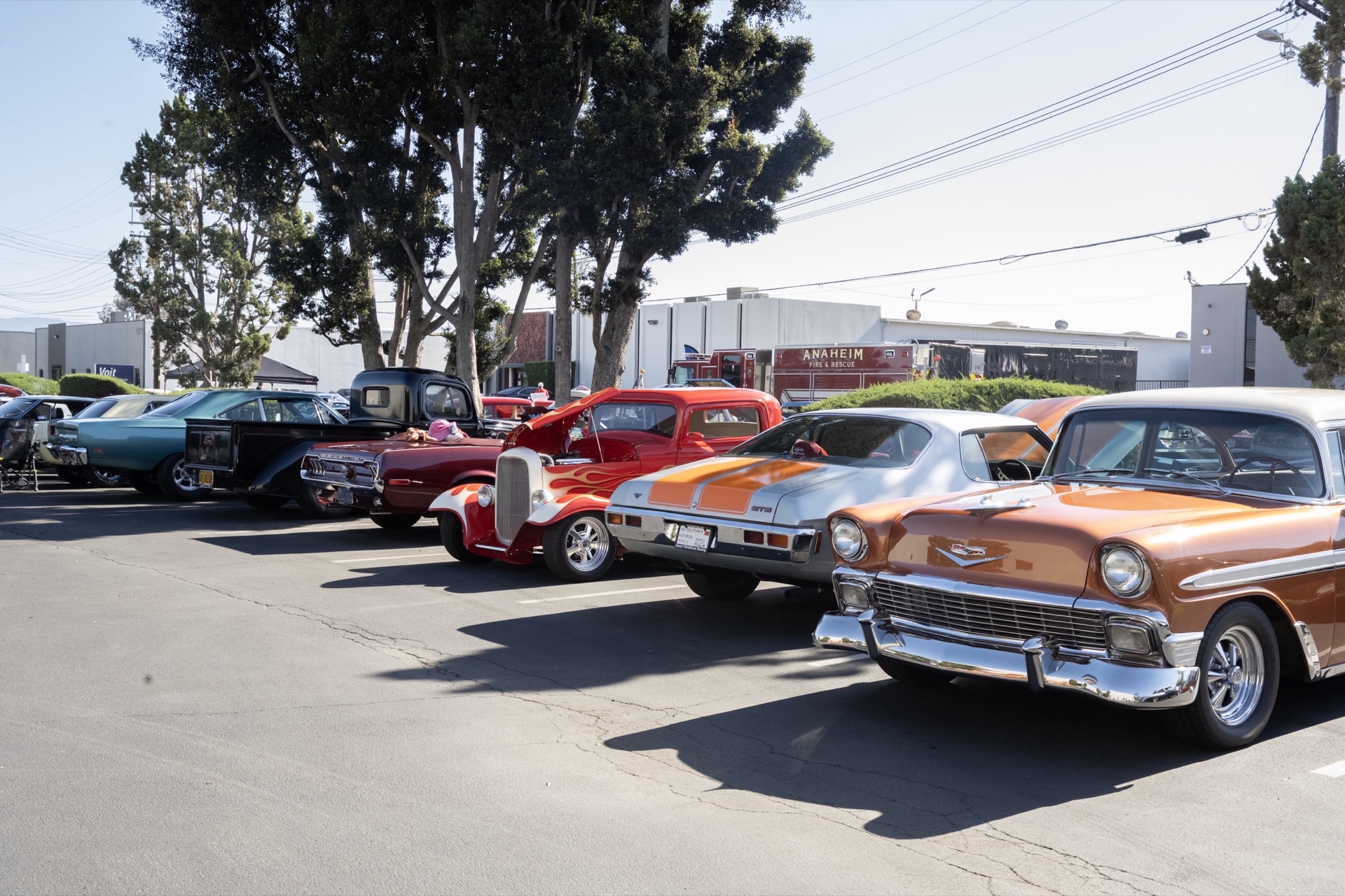 Pistons and Brunch classic car show with hot rods and vintage cars at Highway 39 Event Center in Anaheim